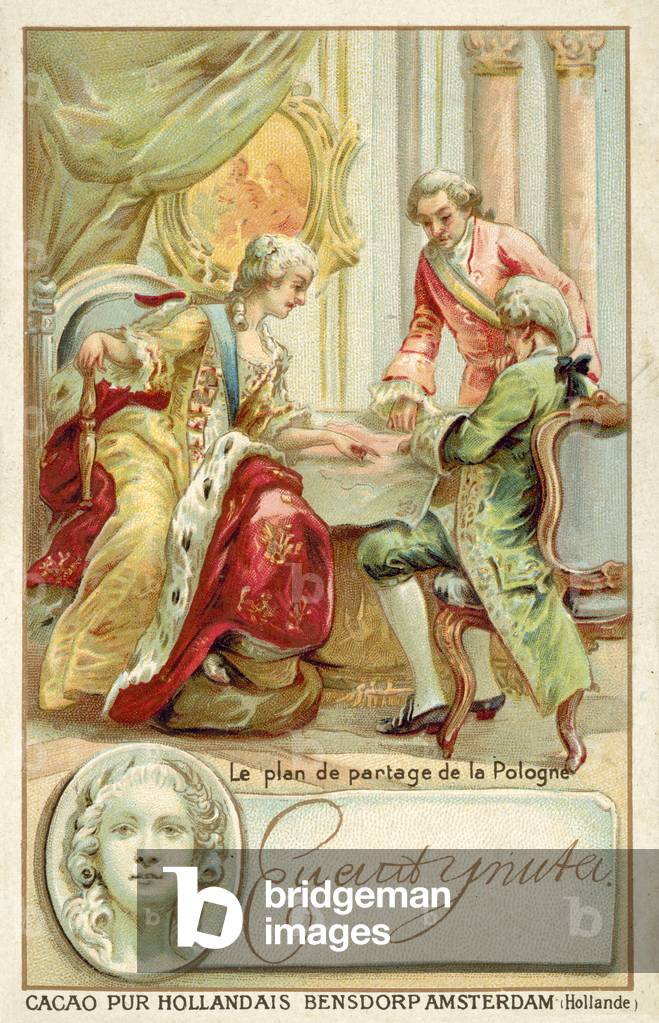 The plan for the partition of Poland, 1772 (chromolitho)