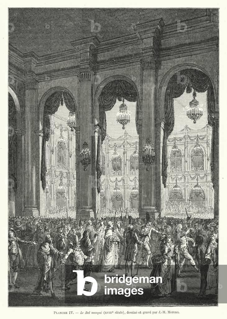 Le Bal masque, XVIIIe siecle, dessine et grave par J-M Moreau (engraving)