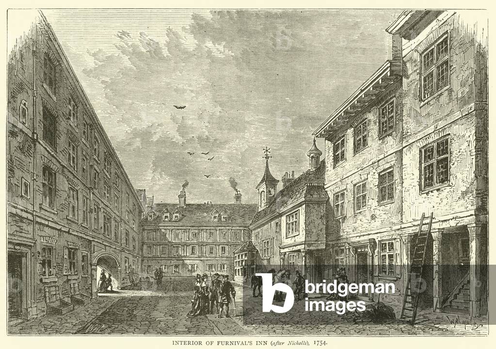 Interior of Furnival's Inn, after Nicholls, 1754 (engraving)