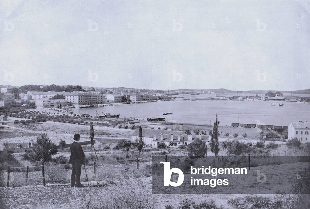 Austrian naval base at Pola on the Adriatic (b/w photo)