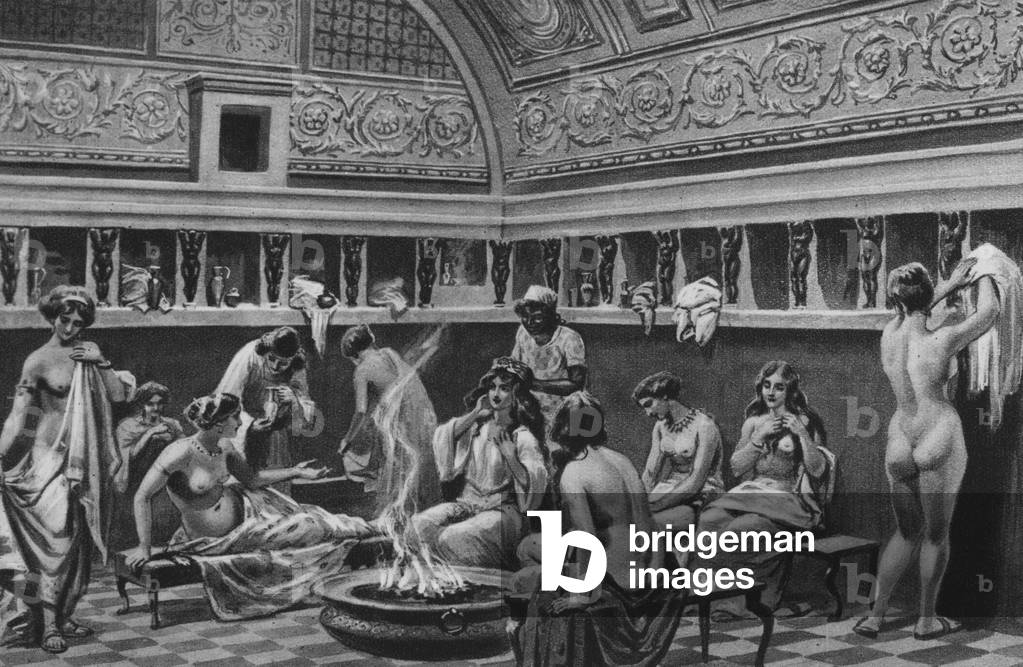 Pompei: Interno dei Bagni del Foro (litho)