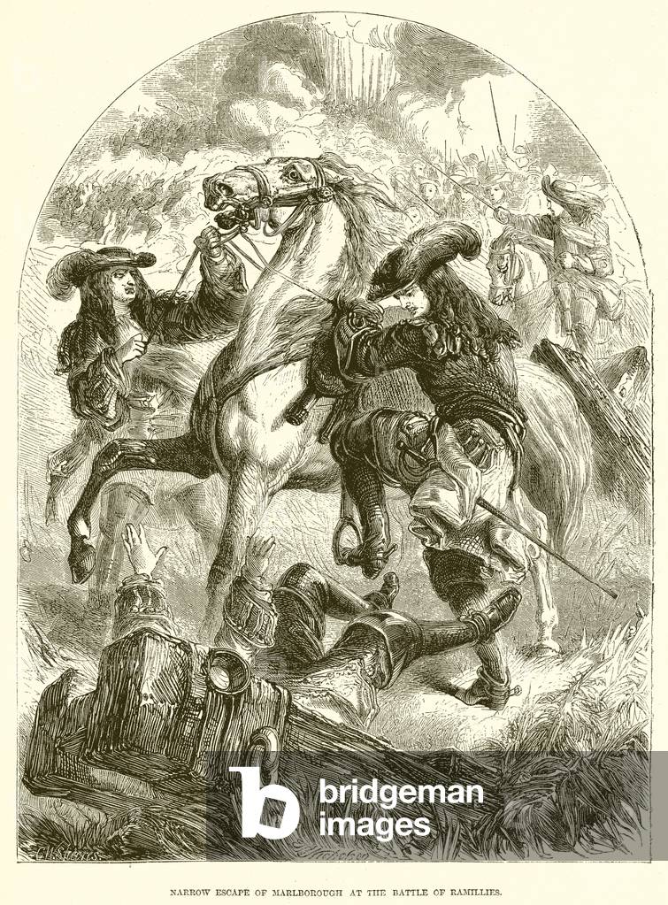 Narrow Escape of Marlborough at the Battle of Ramillies (engraving)