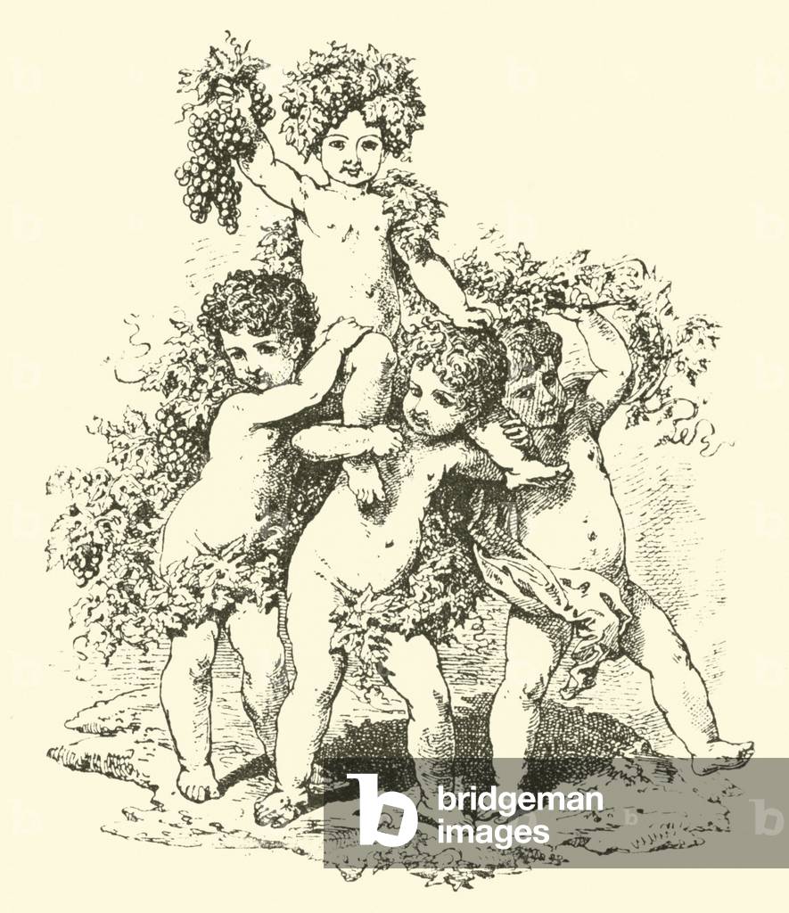 Champagne, allegorical figures (engraving)