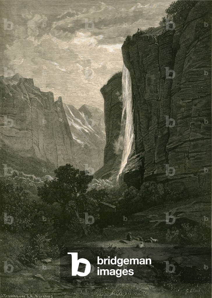 The Staubbach, in the Valley of Lauterbrunnen (engraving)