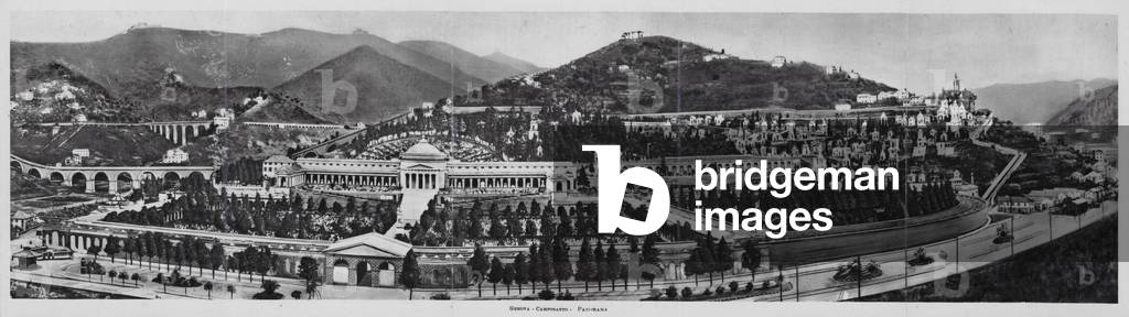 Genova, Camposanto, Panorama (b/w photo)