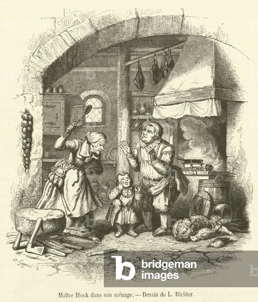 Maitre Block dans son menage (engraving)