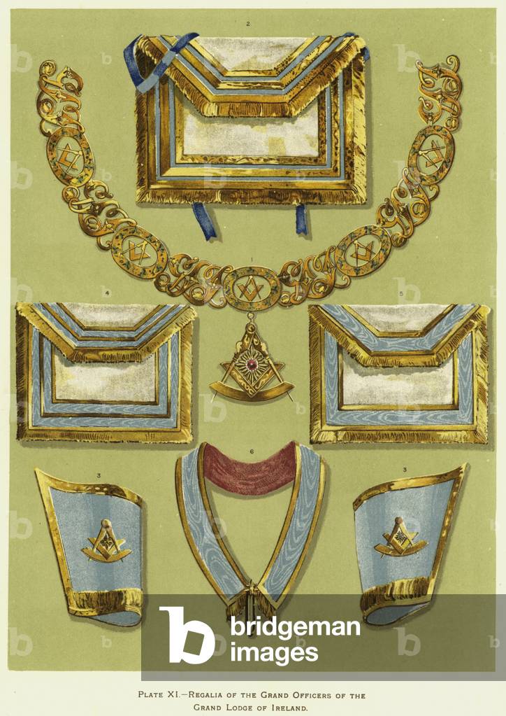 Regalia of the Grand Officers of the Grand Lodge of Ireland (colour litho)
