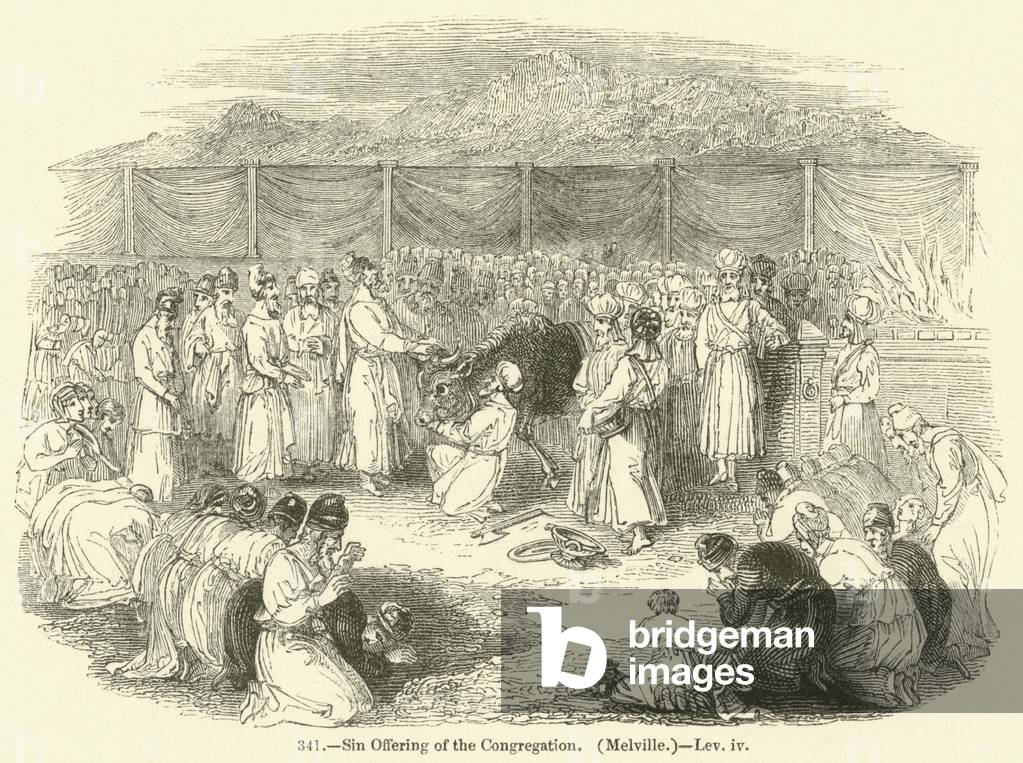 Sin Offering of the Congregation, Melville, Leviticus iv (engraving)