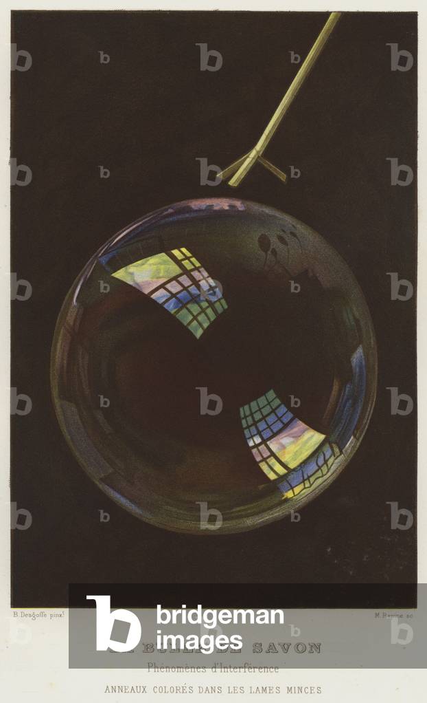 La Bulle de Savon, Phenomenes d'Interference, Anneaux Colores dans les Lames Minces (colour litho)