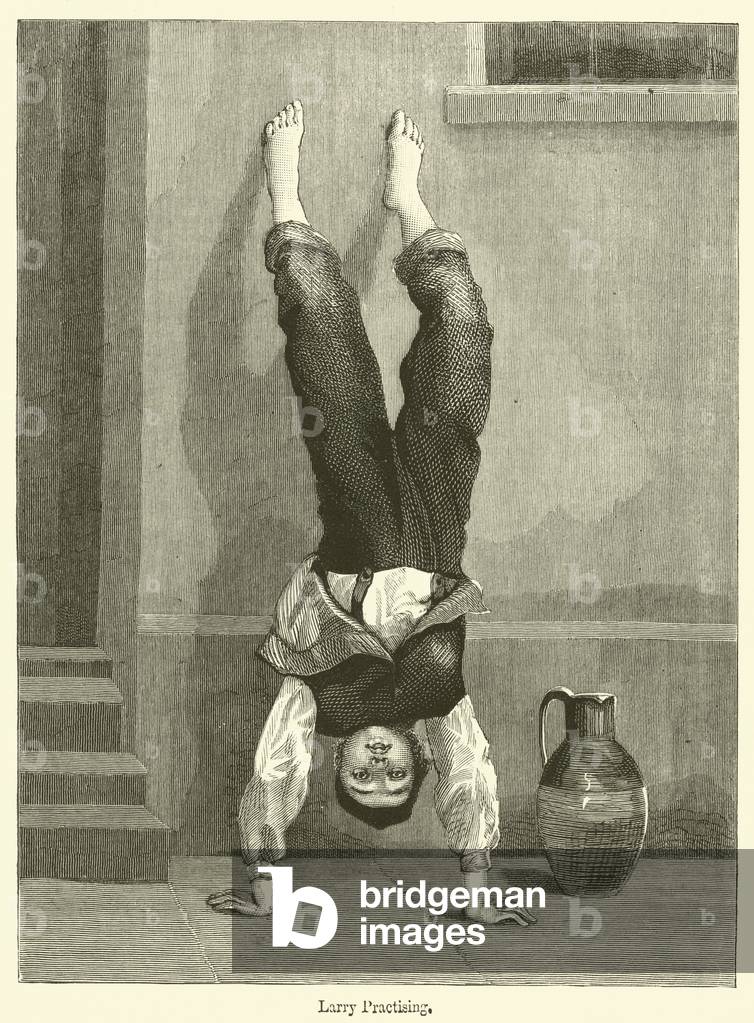 Larry practising (engraving)