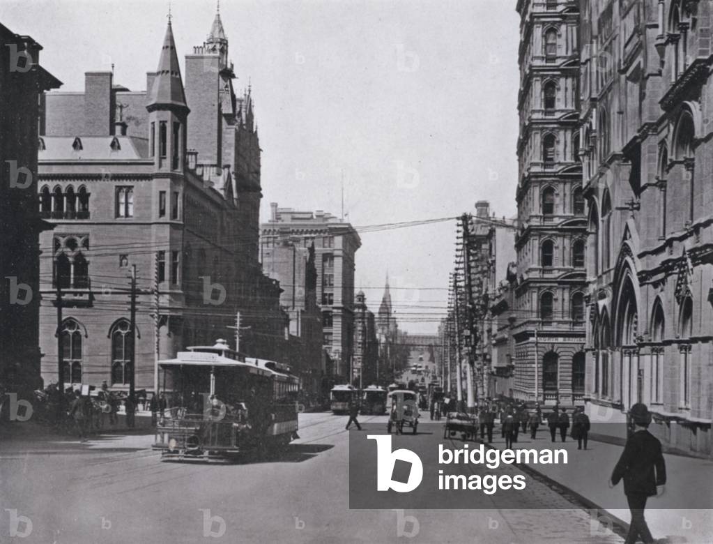 Collins Street West, Melbourne, looking East (b/w photo)