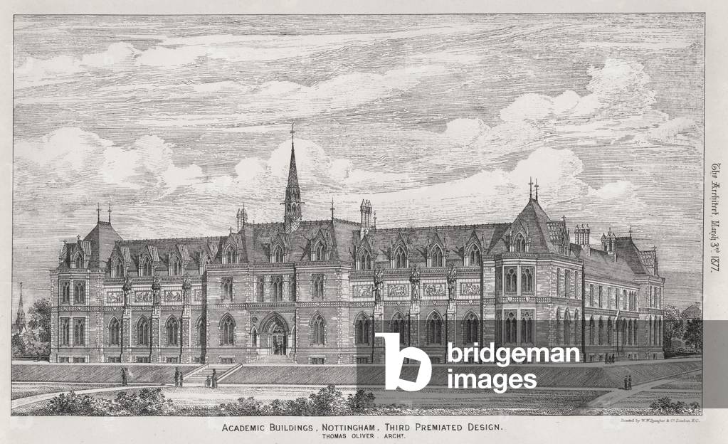 Academic Buildings, Nottingham, Third Premiated Design (engraving)