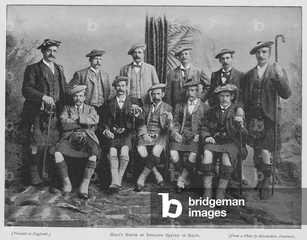 Hall's North Of England Eleven In Kilts (b/w photo)