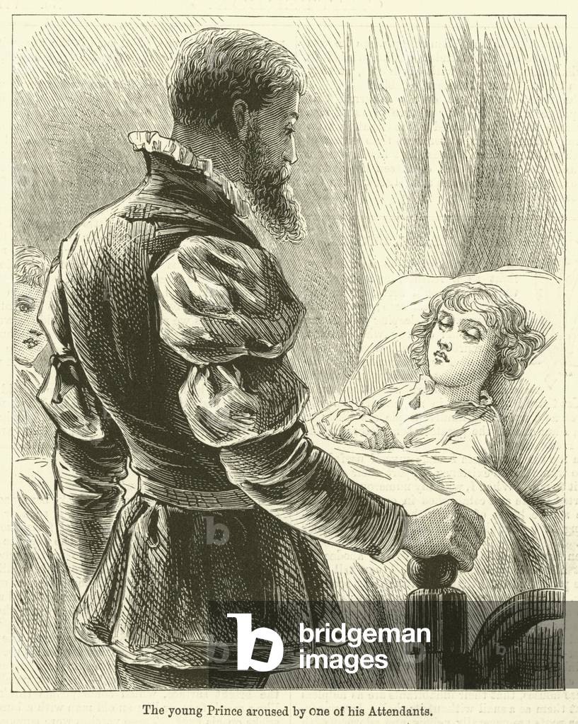The young Prince aroused by one of his Attendants (engraving)