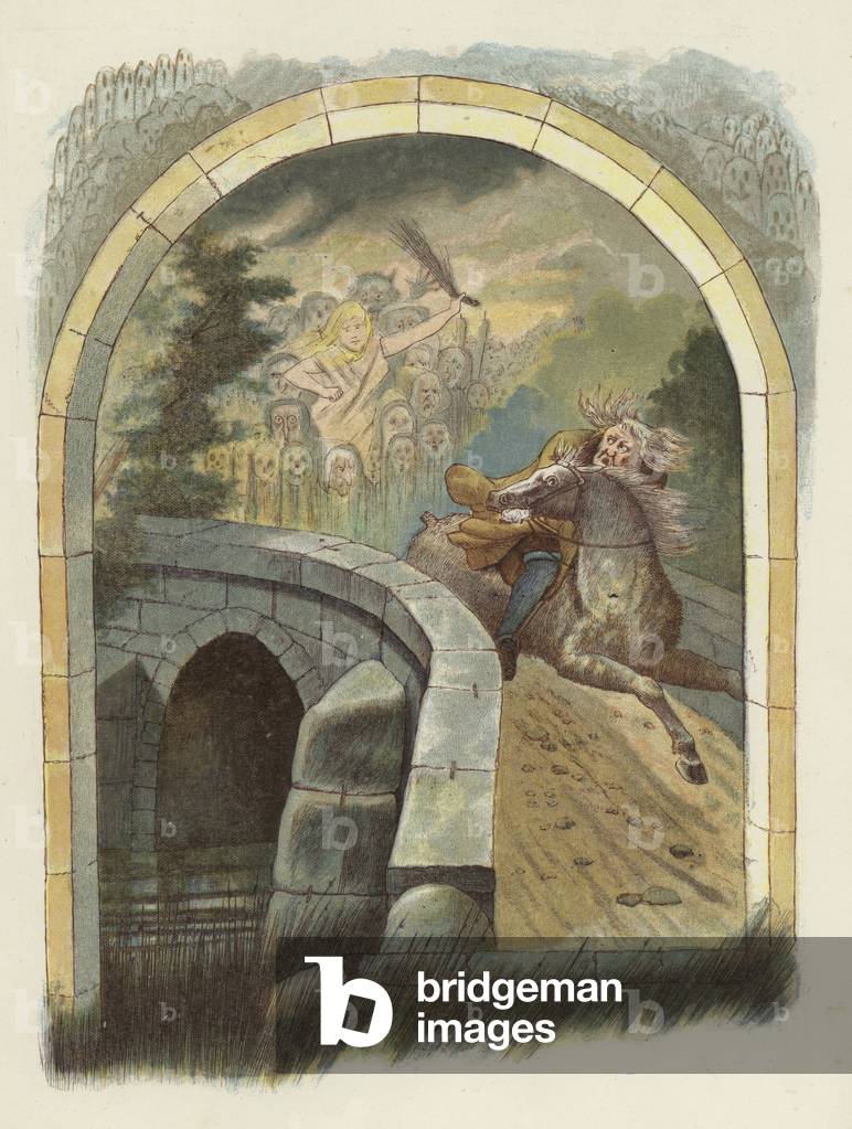 Illustration for Tam O'Shanter by Robert Burns (colour litho)