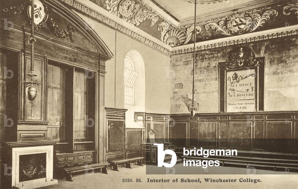 Winchester College, interior of the school (b/w photo)