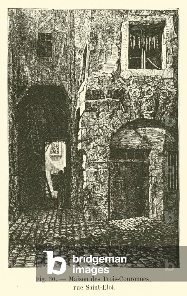 Maison des Trois-Couronnes, rue Saint-Eloi (engraving)