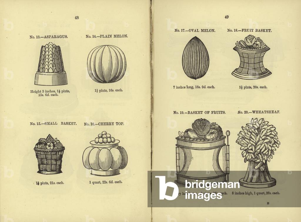 Ornamental moulds for creating iced puddings (litho)
