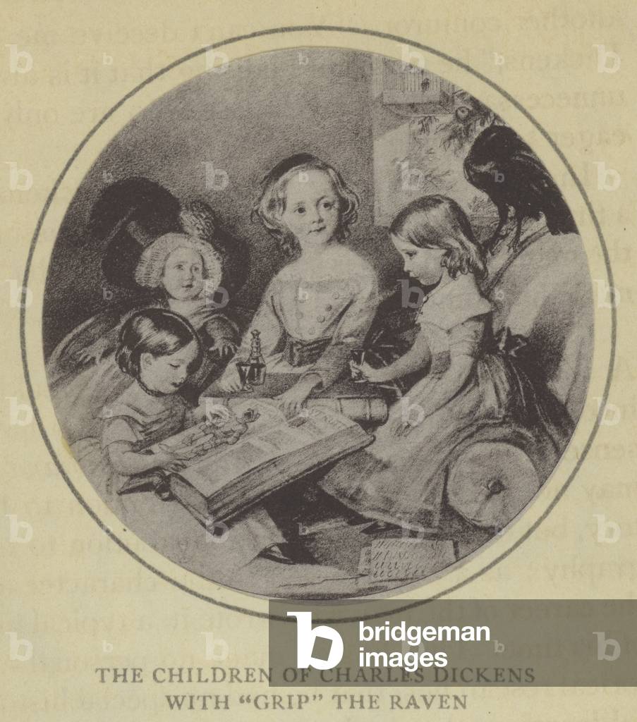 The Children of Charles Dickens with Grip the Raven (litho)