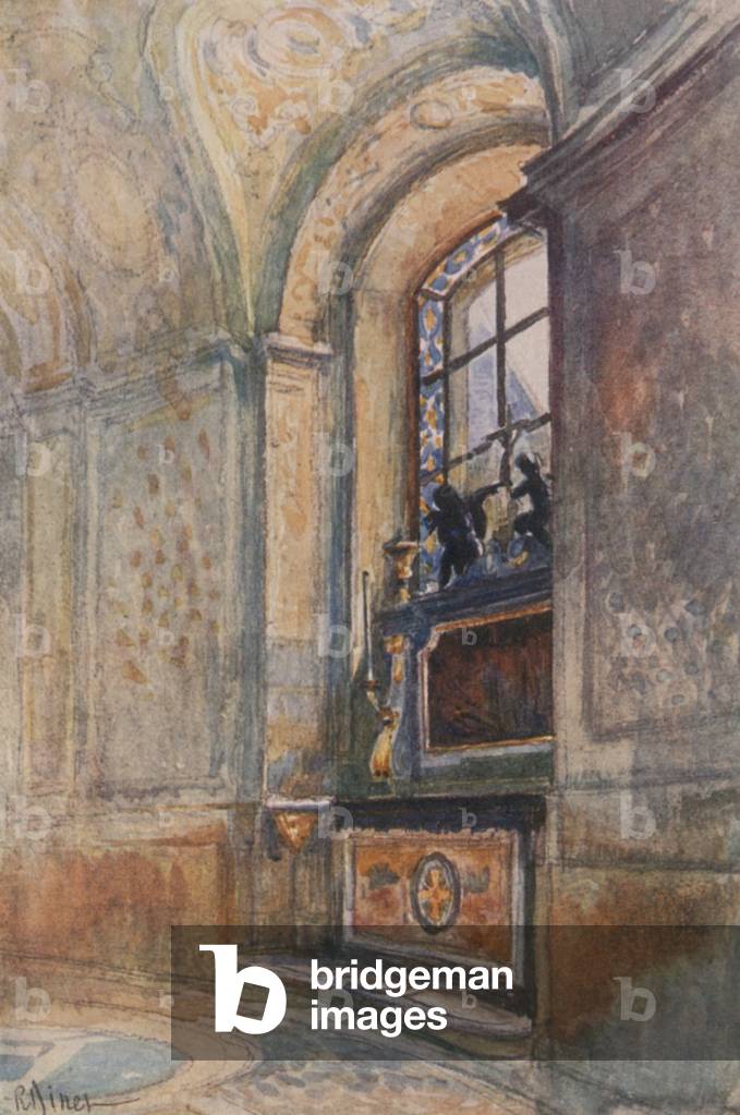 Altar in the Chapel, Versailles (colour litho)