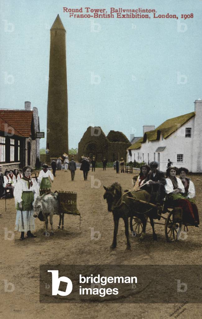 Round tower, Ballymaclinton, Franco-British Exhibition, London, 1908 (colour photo)