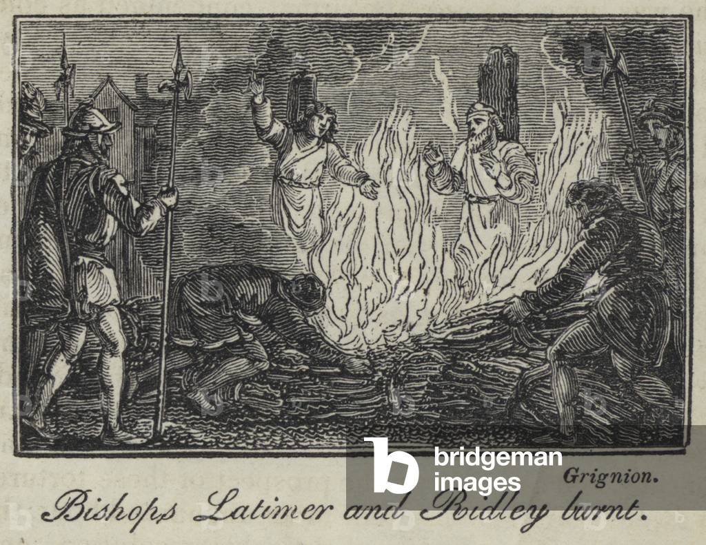 Bishops Latimer and Ridley burnt (engraving)