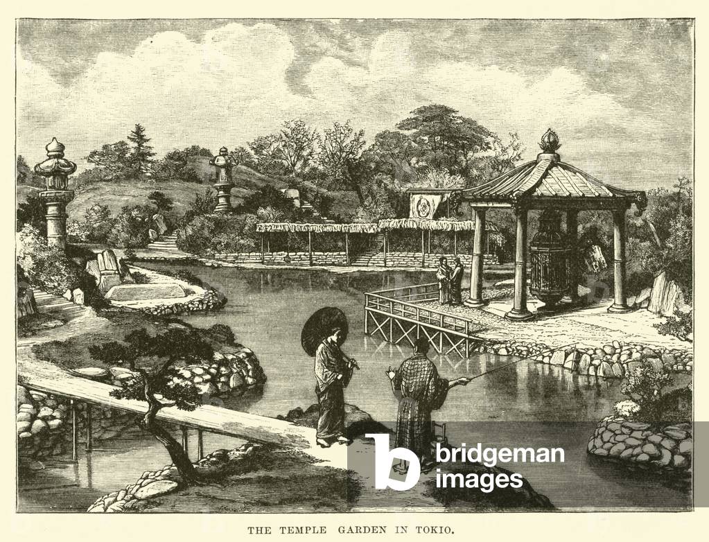 The Temple Garden in Tokio (engraving)