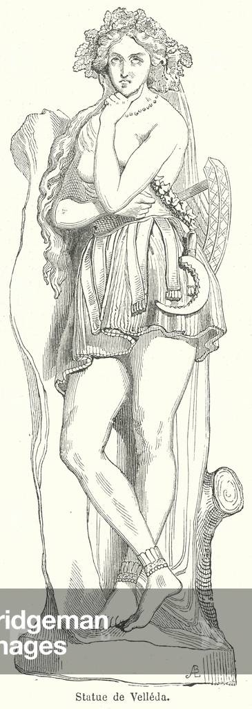 Statue of the ancient Germanic priestess and prophet Veleda (engraving)