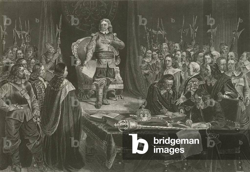 Oliver Cromwell refusing the Crown of England, 1657 (engraving)