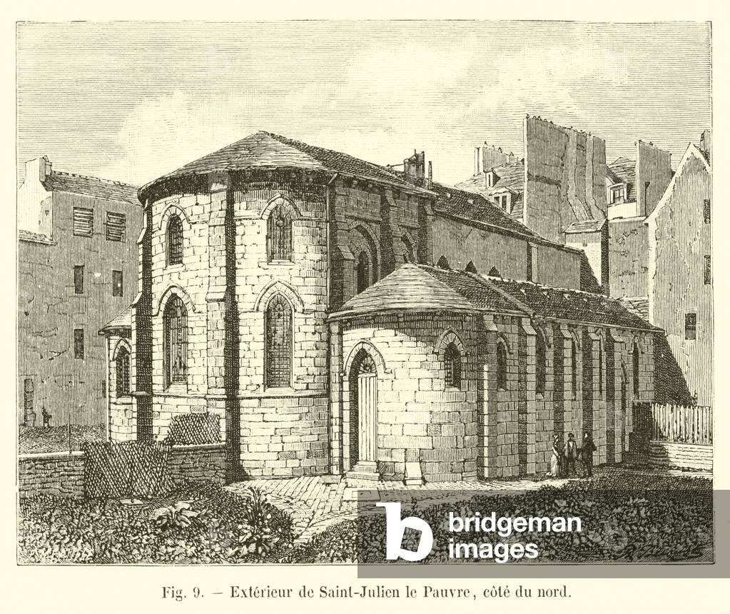 Exterieur de Saint-Julien le Pauvre, cote du nord (engraving)