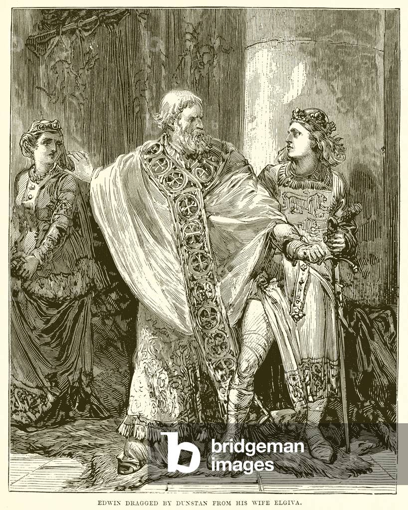 Edwin Dragged by Dunstan from his Wife Elgiva (engraving)