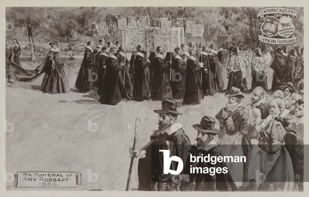 Funeral of Amy Robsart, 1560, Oxford Pageant 1907 (litho)