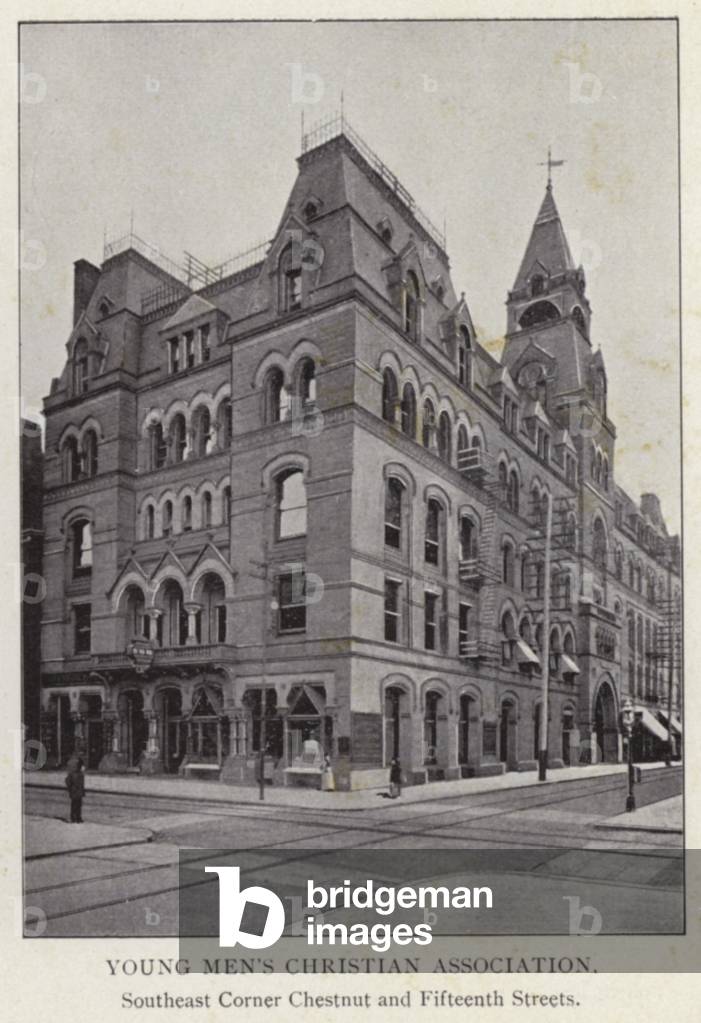 Philadelphia: Young Men's Christian Association, Southeast Corner Chestnut and Fifteenth Streets (b/w photo)