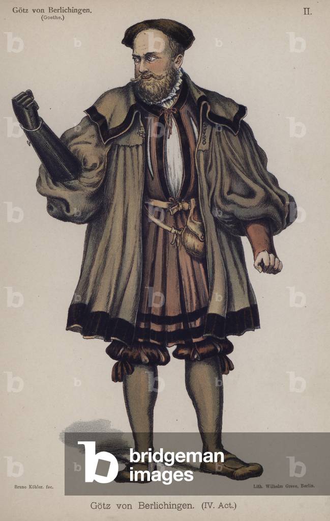 Gotz von Berlichingen, title character from the play by Goethe (colour litho)