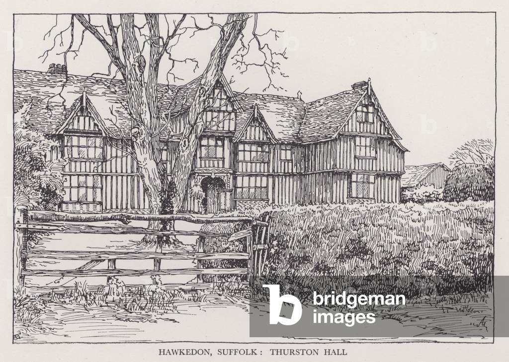 Hawkedon, Suffolk, Thurston Hall (litho)