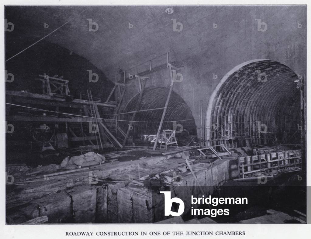 Mersey Tunnel: Roadway Construction in one of the Junction Chambers (b/w photo)