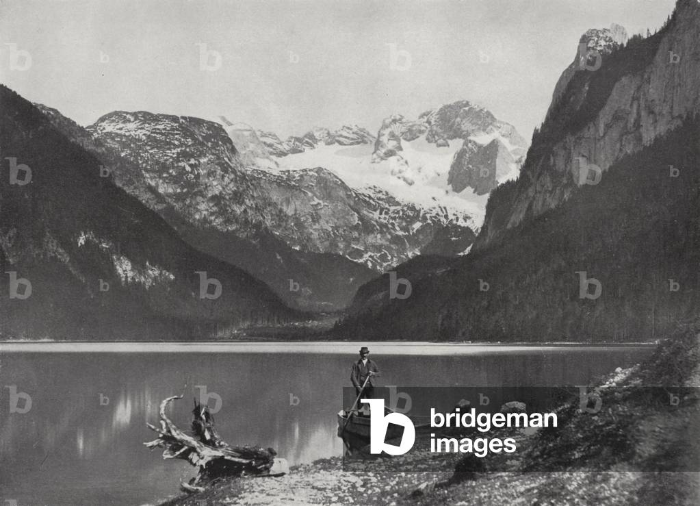 Gosausee, gegen den Dechstein (b/w photo)