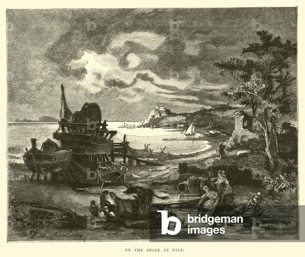 On the shore at Baiae (engraving)