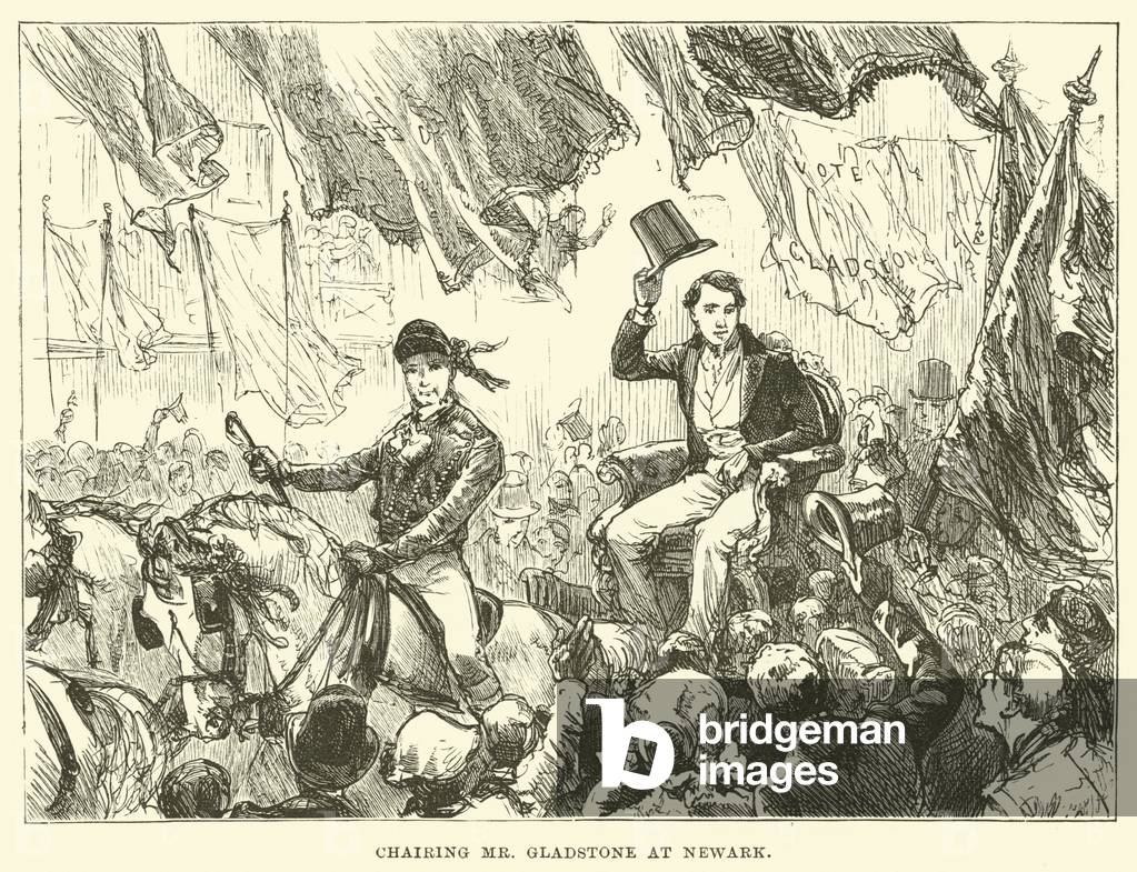 Chairing Mr Gladstone at Newark (engraving)