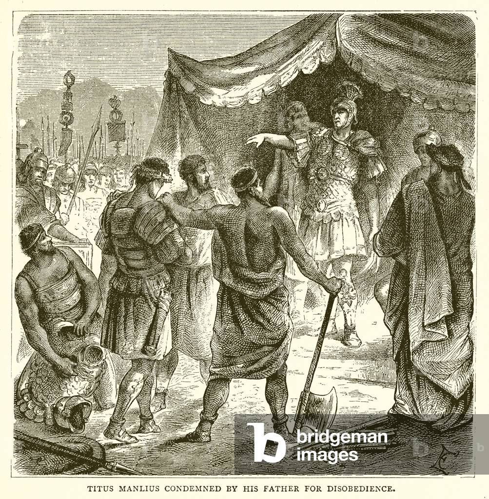 Titus Manlius condemned by his Father for Disobedience (engraving)