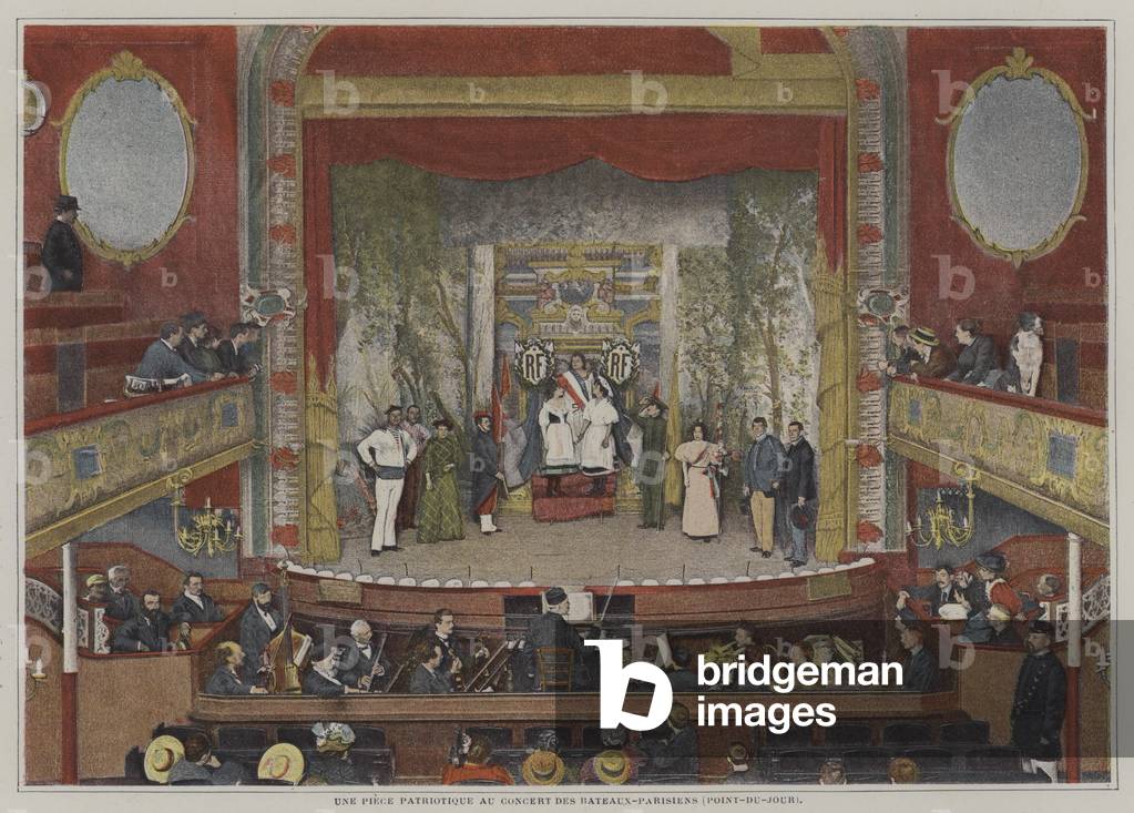 A patriotic piece at the Concert des Bateaux-Parisiens, Point-du-Jour, Paris (colour photo)