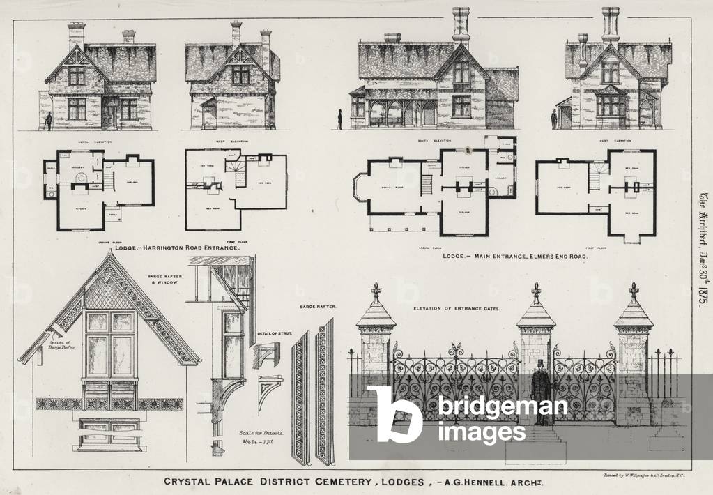 Crystal Palace District Cemetery, Lodges (engraving)