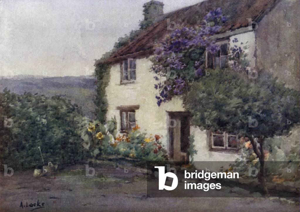 A Roadside Cottage (colour litho)