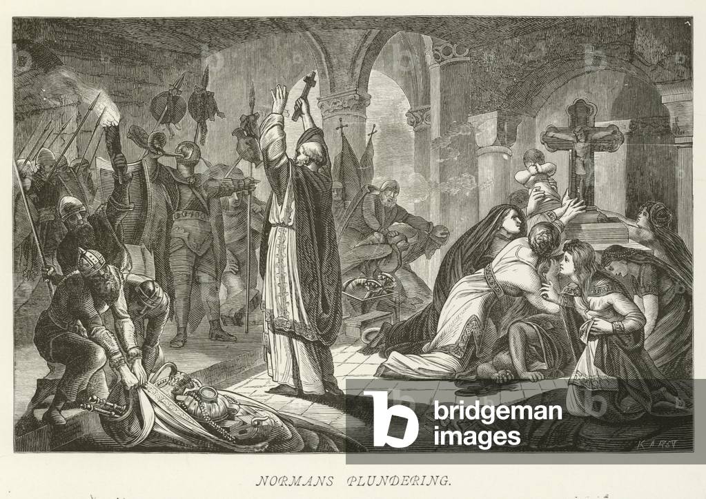Normans plundering (engraving)