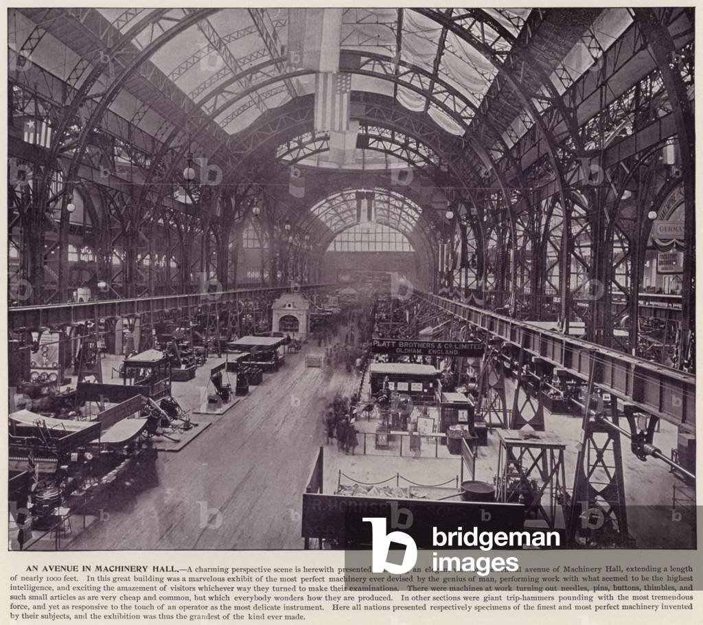 Chicago World's Fair, 1893: An Avenue in Machinery Hall (b/w photo)