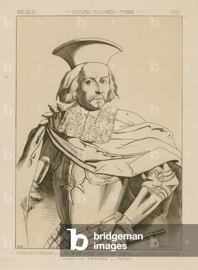 Francesco Morosini, called Peloponnesiaco, General Captain of the Fleets of Venice (engraving)