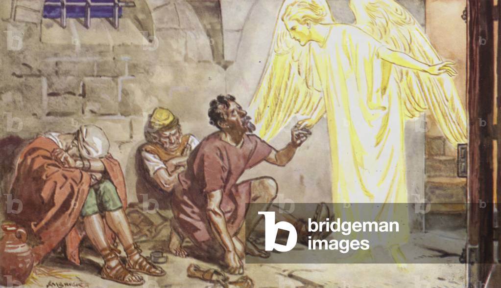 Peter in Prison (colour litho)