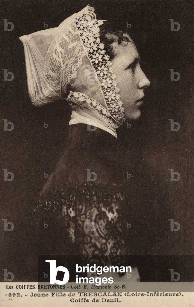 Breton lace cap (b/w photo)