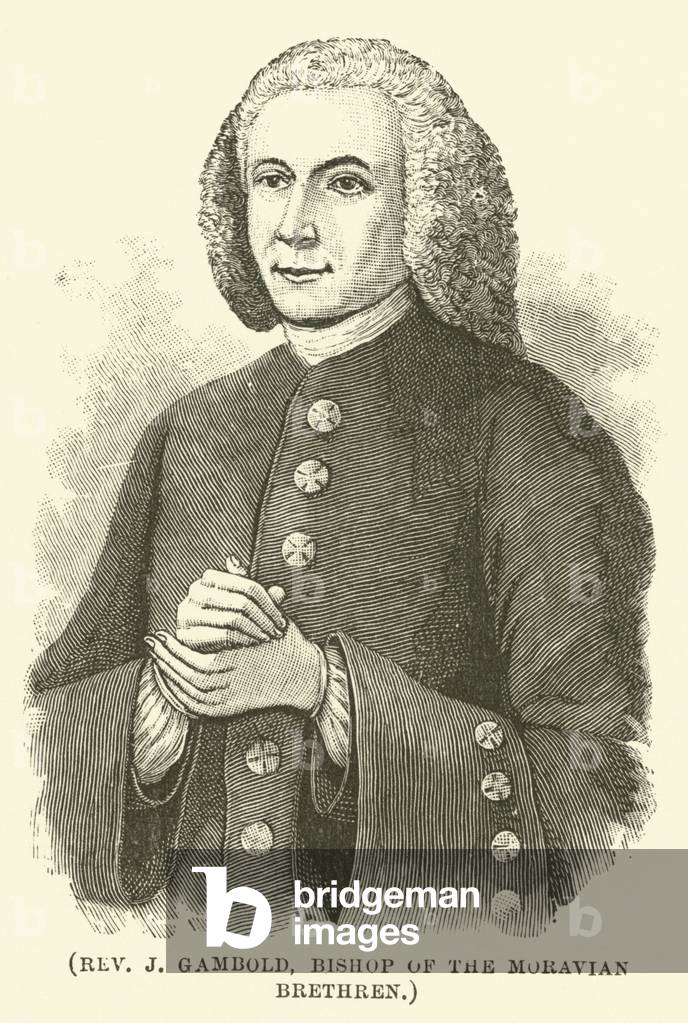 Reverend J Gambold, Bishop of the Moravian Brethren (engraving)
