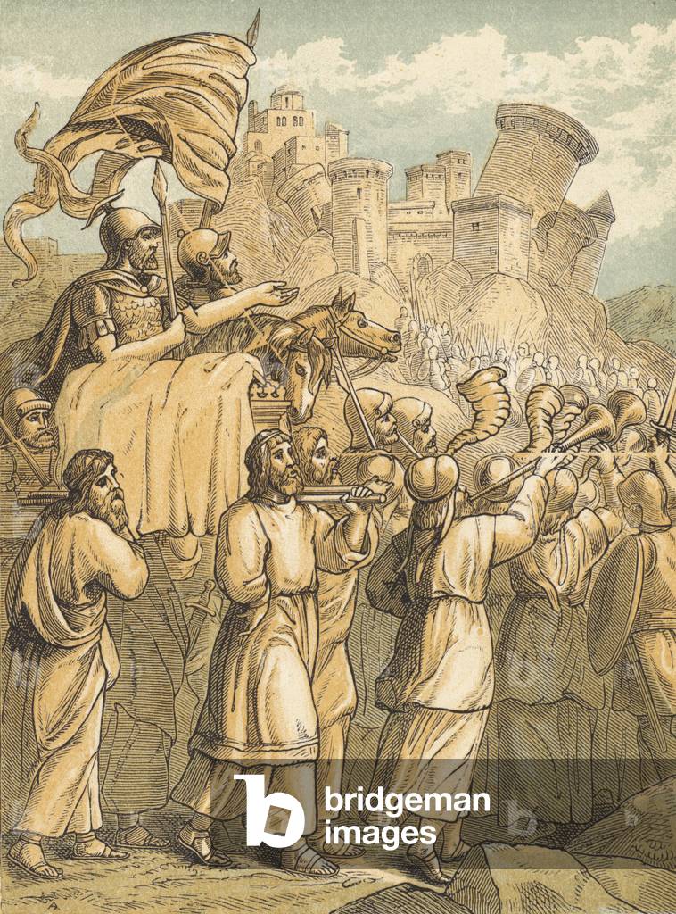 The Fall of Jericho (coloured engraving)